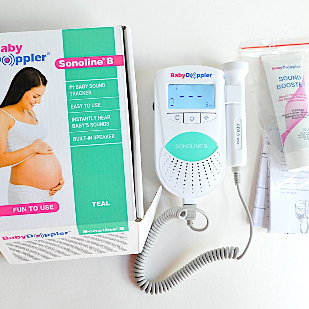 Sonoline B Baby Doppler Fetal Heart Monitor Ultrasound w Gel & Manual Teal